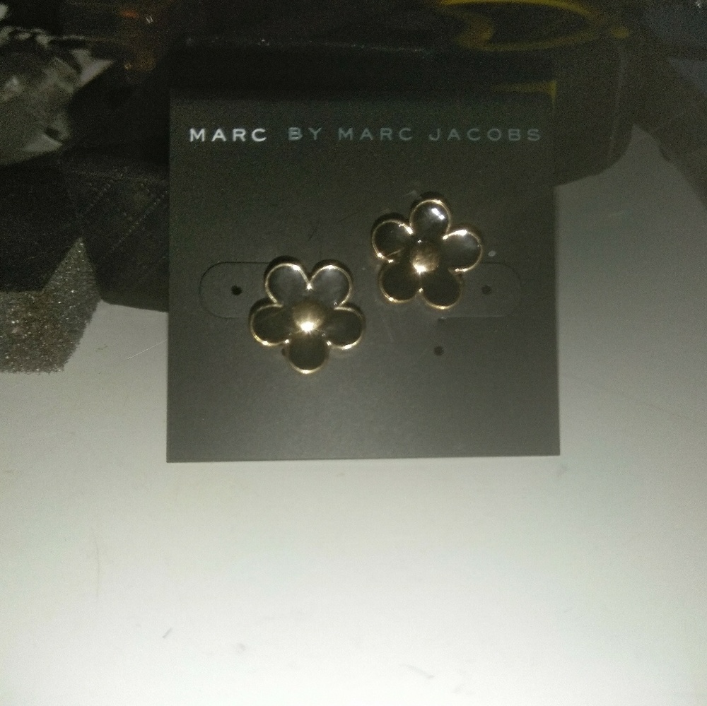 Black & Gold Flower Studs By Marc Jacobs
